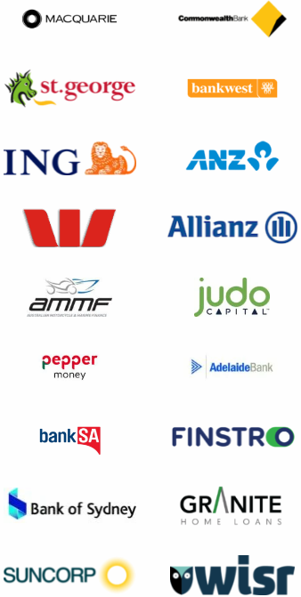 Australian bank logos collage featuring macquarie, commonwealth, st. George, ing, anz, westpac.