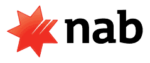 Nab logo: red six-pointed star, dynamic design, bold black text, financial corporate branding.